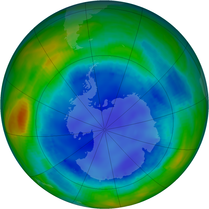 Antarctic ozone map for 07 August 2000